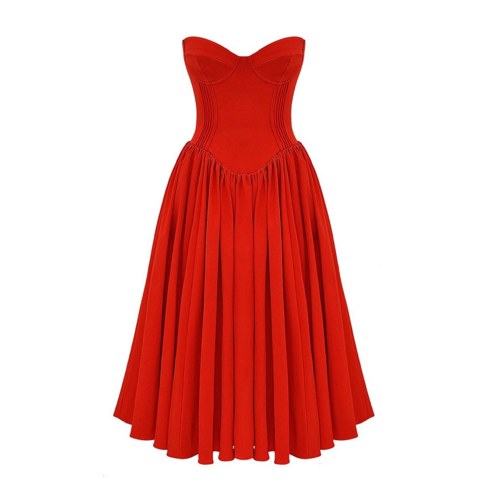 NWT House of CB Elizabeth Flame Scarlet Strapless Dress Size XS regular cup